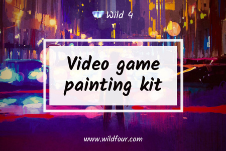 Plantilla de diseño de Video Game Painting Kit Ad Label 