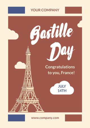 Ontwerpsjabloon van Poster van Happy Bastille Day-advertentie