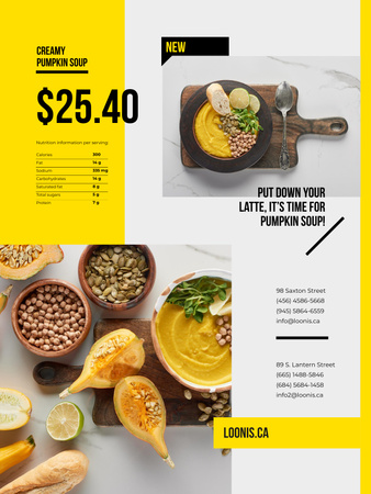 Modèle de visuel Recipe of Creamy Pumpkin Soup - Poster US