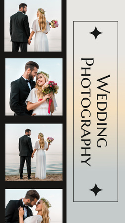 Plantilla de diseño de Collage con fotos de boda de la novia y el novio Instagram Story 