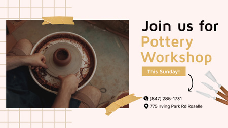 Modèle de visuel Annonce d'atelier de poterie faite à la main avec des outils - Full HD video