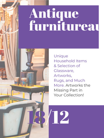 Antique Furniture Auction Vintage Wooden Pieces Poster US – шаблон для дизайну