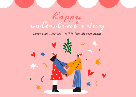 Blissful Valentine's Day Joy for a Loving Couple Card Design Template