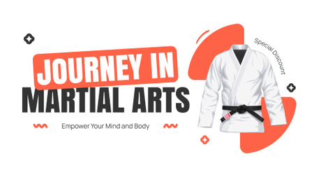 Реклама «Путешествие по боевым искусствам» с белым кимоно FB event cover – шаблон для дизайна