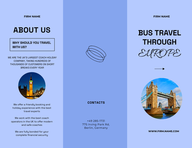 Bus Travel Tours Ad with Famous Attractions Brochure 8.5x11in tervezősablon