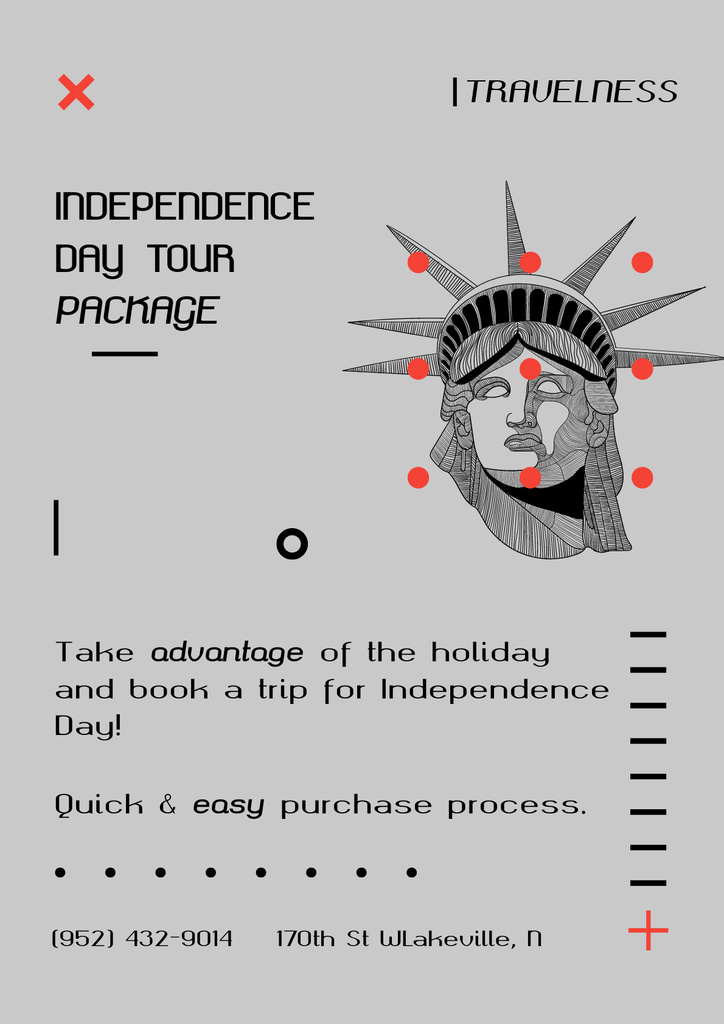 USA Independence Day Tours Offer in Grey Poster Design Template
