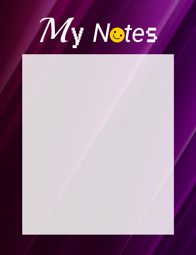 Daily Notes Planner with Emoji in Purple Notepad 107x139mm Design Template