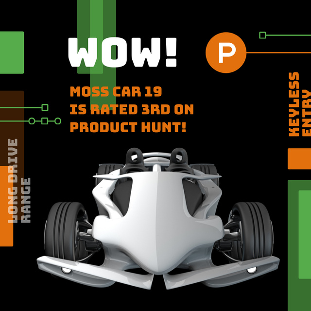 Designvorlage Product Hunt Launch Ad Sports Car für Instagram