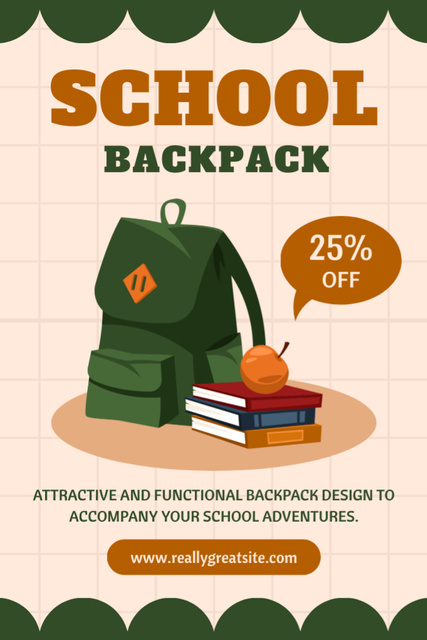 Platilla de diseño Discount on Green School Backpacks with Pockets Tumblr