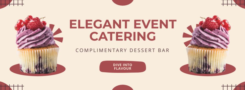 Elegant Event Catering with Fresh Desserts Facebook coverデザインテンプレート