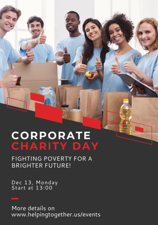 Plantilla de diseño de Corporate Charity Day Announcement with Volunteers Flyer A7 