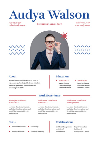 Skills and Experience of Professional Business Consultant Resume Design Template