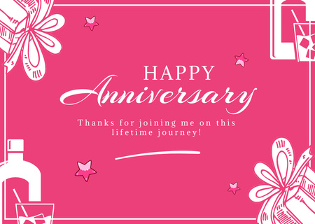 Happy Anniversary Congratulations on Pink Card Design Template