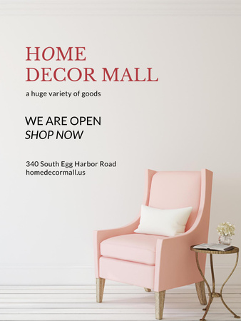 Furniture Store ad with Armchair in pink Poster US Πρότυπο σχεδίασης