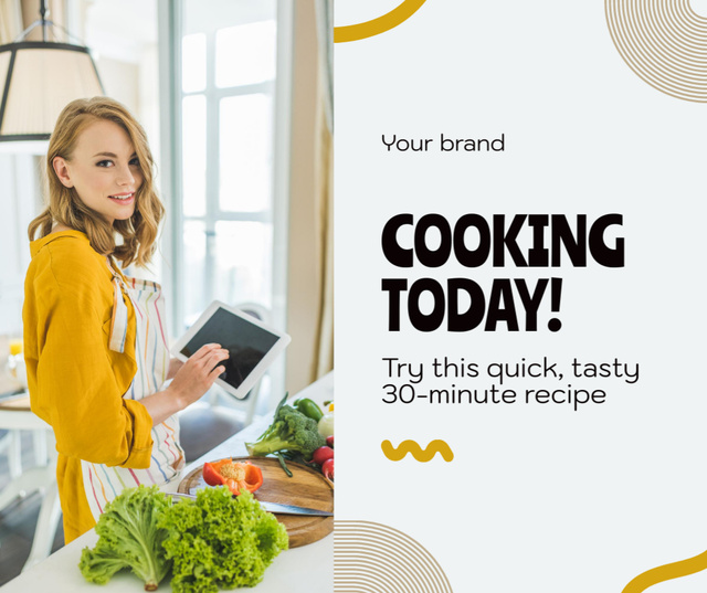 Ontwerpsjabloon van Facebook van Cooking With Blogger And Veggies As Social Media Trend