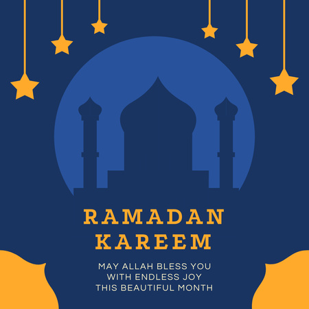 Mosque and Stars for Ramadan Month Greeting Instagram Design Template
