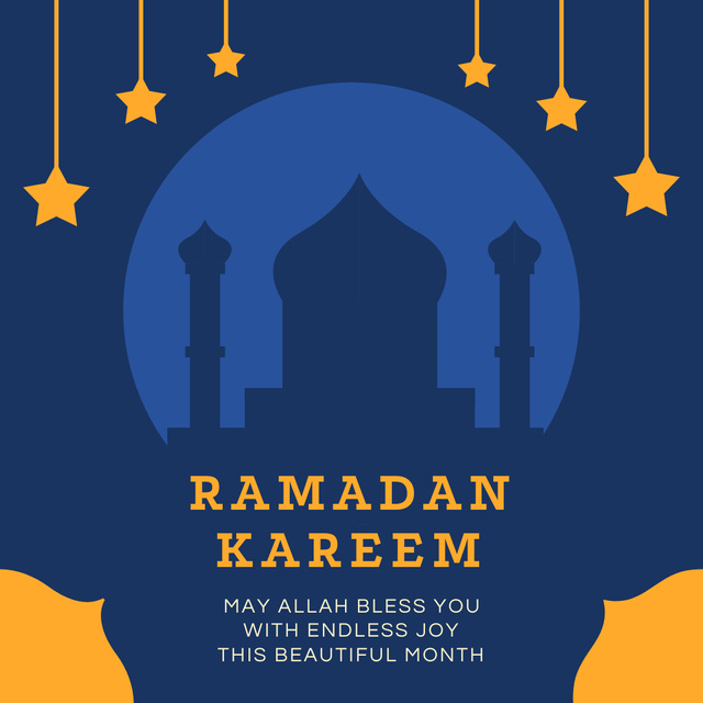 Mosque and Stars for Ramadan Month Greeting Instagramデザインテンプレート