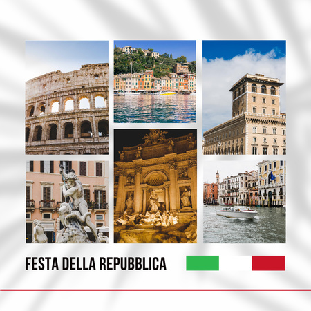 Greeting on Republic Day of Italy with Sightseeings Instagram Design Template
