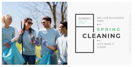 Ecological Event Volunteers Collecting Garbage Image Design Template
