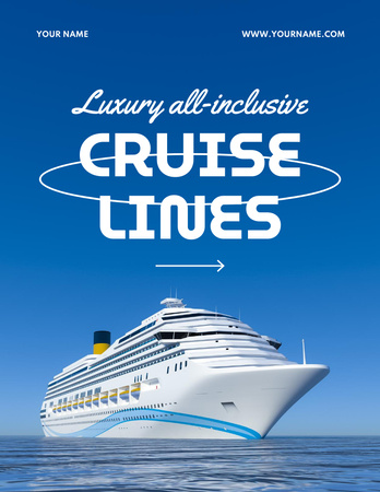 Designvorlage Luxury Cruise Offer on Blue für Poster 8.5x11in