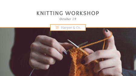 Knitting Workshop Announcement FB event cover Modelo de Design