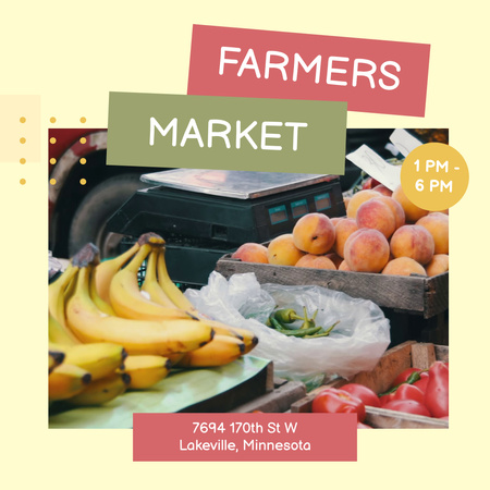 Farmers Market With Fresh Fruits Animated Post Design Template