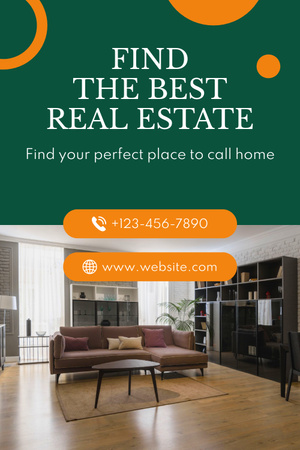 Best Real Estate for Sale Ad Layout with Photo Pinterest Design Template