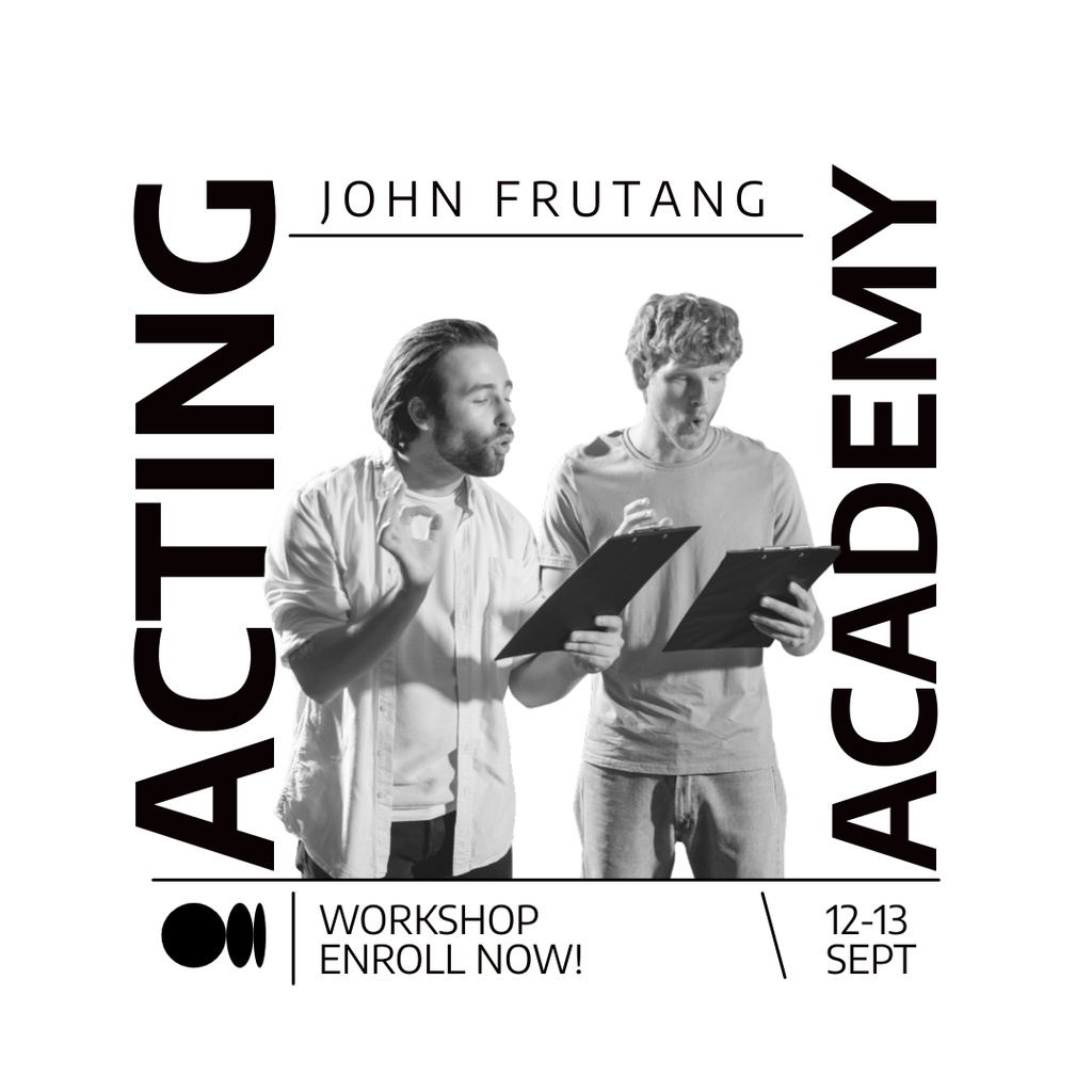 Template di design Black and White Photo of Actors Rehearsing Instagram AD