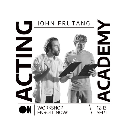 Black and White Photo of Actors Rehearsing Instagram AD Design Template