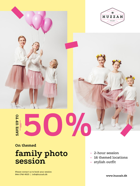 Family Photo Session Offer with Mother and Daughters Poster US Design Template