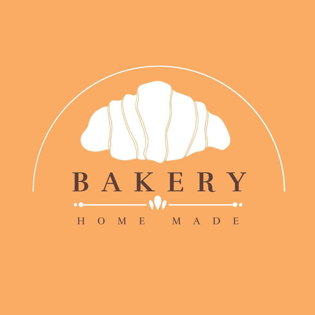 Awesome Bakery Shop Emblem with Appetizing Croissant In Orange Logo Tasarım Şablonu