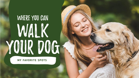 Dog Walking Services Girl with Golden Retriever Youtube Thumbnail Design Template