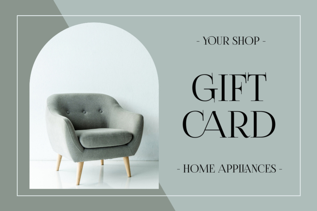 Home Furniture and Appliance Pastel Green Gift Certificate Πρότυπο σχεδίασης