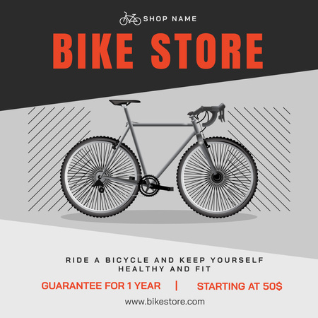 Здоровый транспорт в магазине велосипедов Instagram AD – шаблон для дизайна