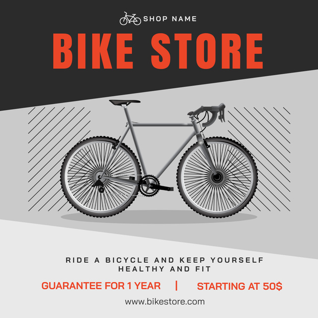 Modèle de visuel Healthy Transportation in Bike Store - Instagram AD
