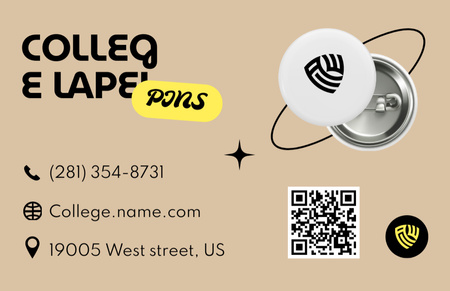 College Badge Advertising Business Card 85x55mm Tasarım Şablonu