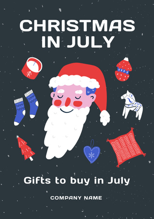 Распродажа рождественских подарков в июле Flyer A5 – шаблон для дизайна