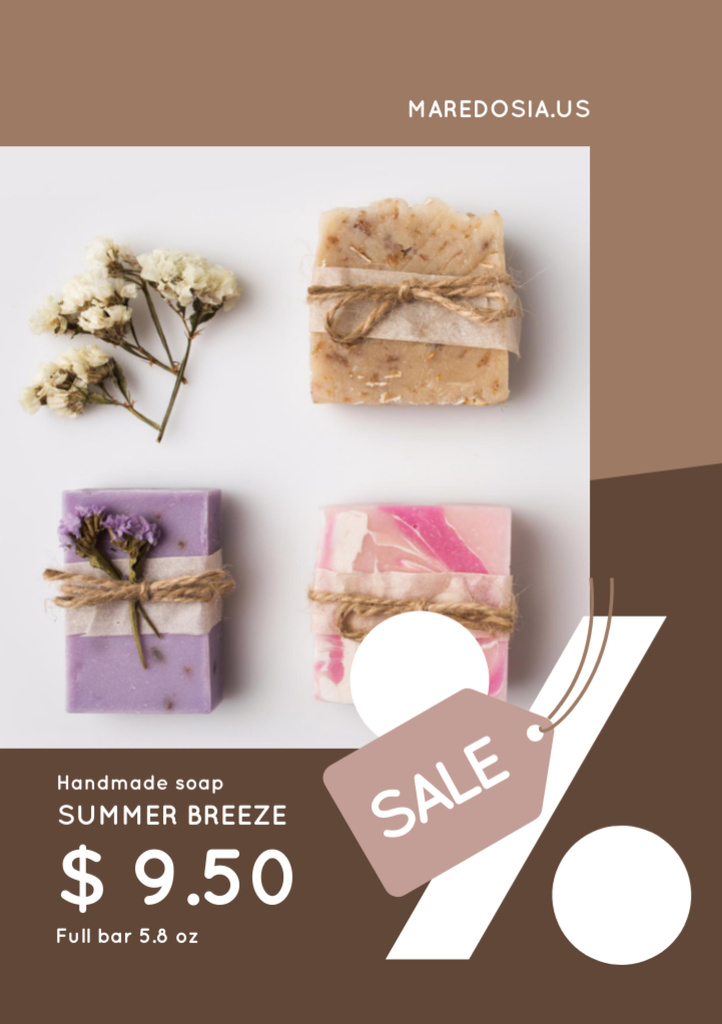 Natural Handmade Soap Sale Offer In Brown Flyer A5 Πρότυπο σχεδίασης