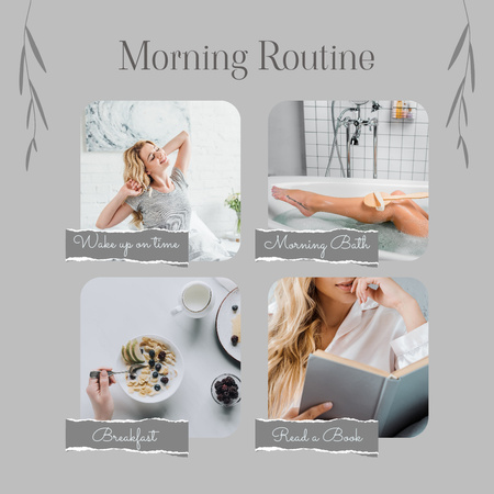Young Woman Doing Her Morning Routine Instagram Design Template