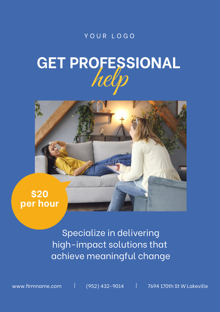 Professional Psychological Help Service Poster – шаблон для дизайну