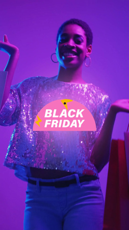 Ontwerpsjabloon van TikTok Video van Black Friday-promotie met stijlvolle vrouwen met tassen
