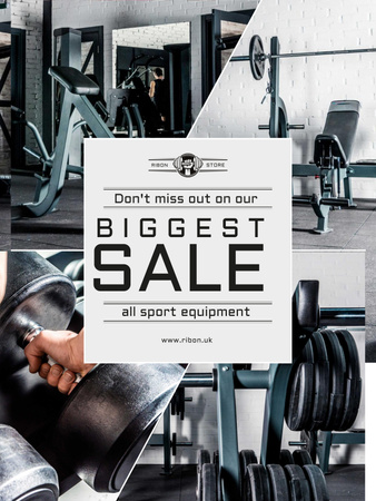Plantilla de diseño de Sports Equipment Sale with Gym View Poster US 