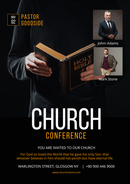 Designvorlage Church Conference Event Announcement für Poster