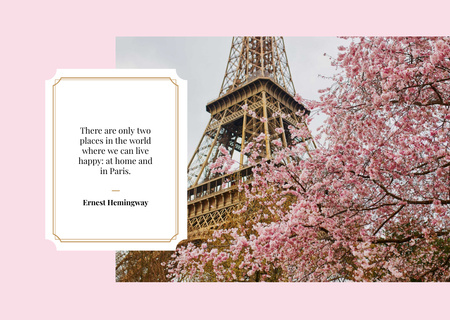 Paris Travelling Inspiration with Eiffel Tower Postcard Design Template