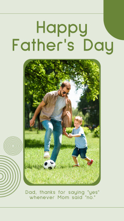 Young Father with His Son Playing Football on Father's Day Instagram Story Design Template