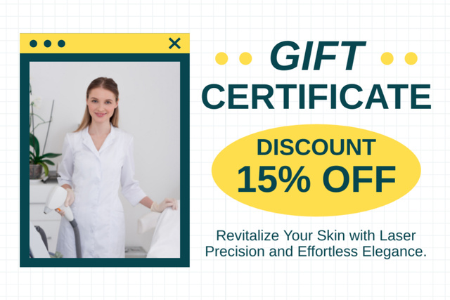 Hair Removal Discount Announcement on Yellow Gift Certificate Tasarım Şablonu