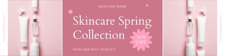 Spring Sale of Natural Skin Care in Pink Twitter Design Template