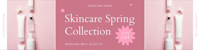 Spring Sale of Natural Skin Care in Pink Twitter Tasarım Şablonu