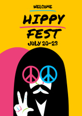 Lovely Hippy Festival Announcement With Peace Gesture