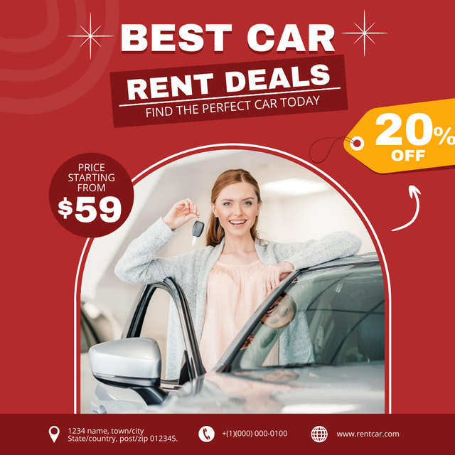 Young Woman Smiling Showing New Car Keys Instagram Design Template